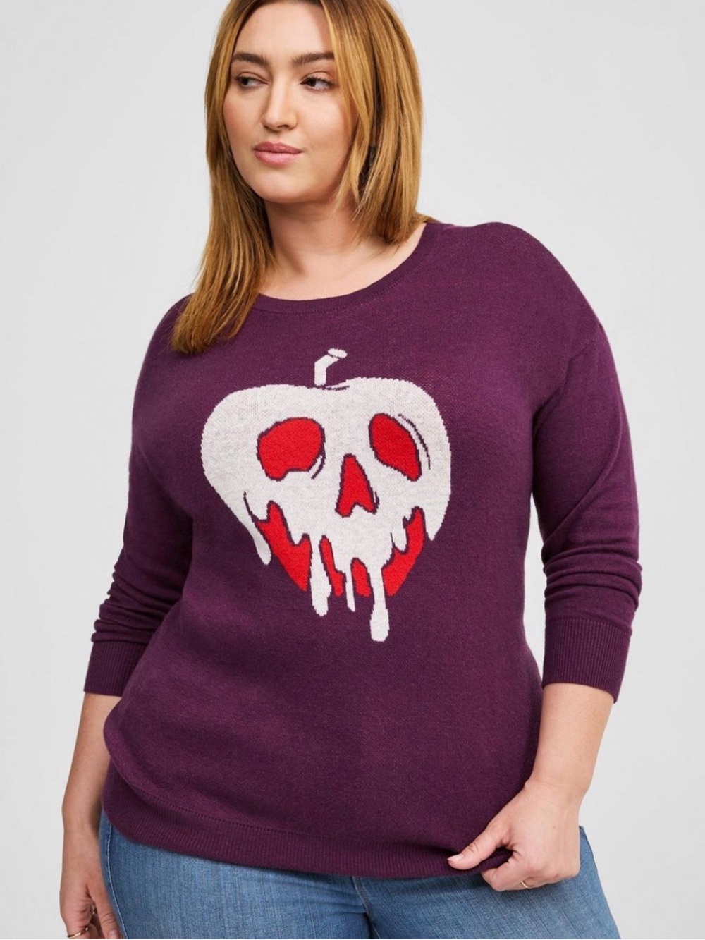 torrid Disney Purple Crewneck Sweater Snow White Poison Apple